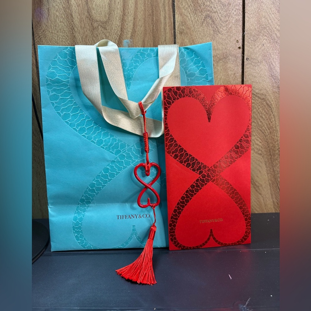 Tiffany & Co Gift Bag + Charm Tassel & 8 Envelopes | Luxury Packaging Set